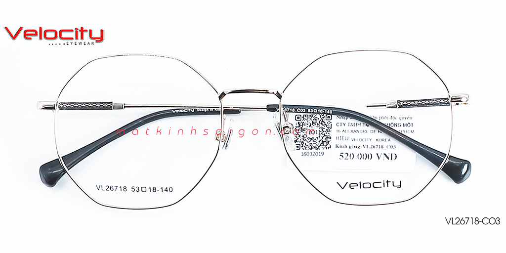 GỌNG KÍNH HỢP KIM VELOCITY VL26718-CO3 - Hover
