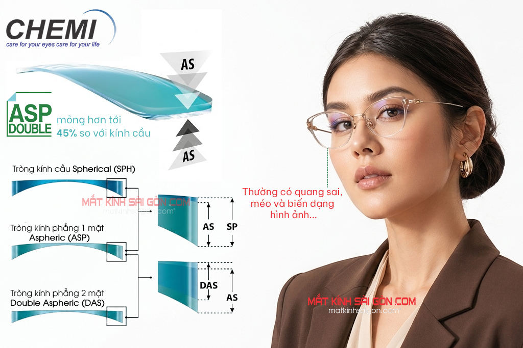 TRÒNG KÍNH PHI CẦU 2 MẶT CHEMI DOUBLE ASPHERIC - Hình 2